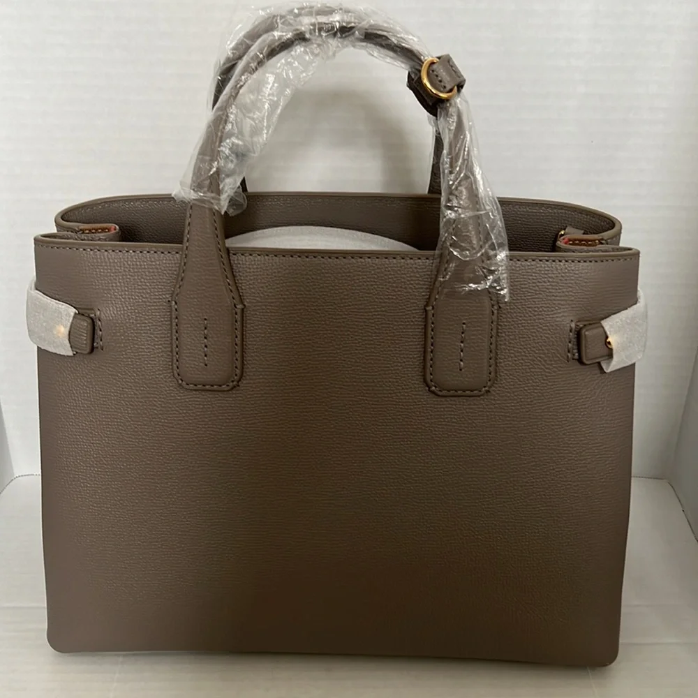 Burberry Medium Banner House Check Leather Tote Bag